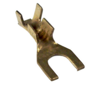 Terminal horquilla de bronce agujero diametro 4 mm.