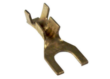 Terminal horquilla de bronce agujero diametro 4 mm.